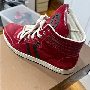 Gucci Red and Black High-Top Sneakers
